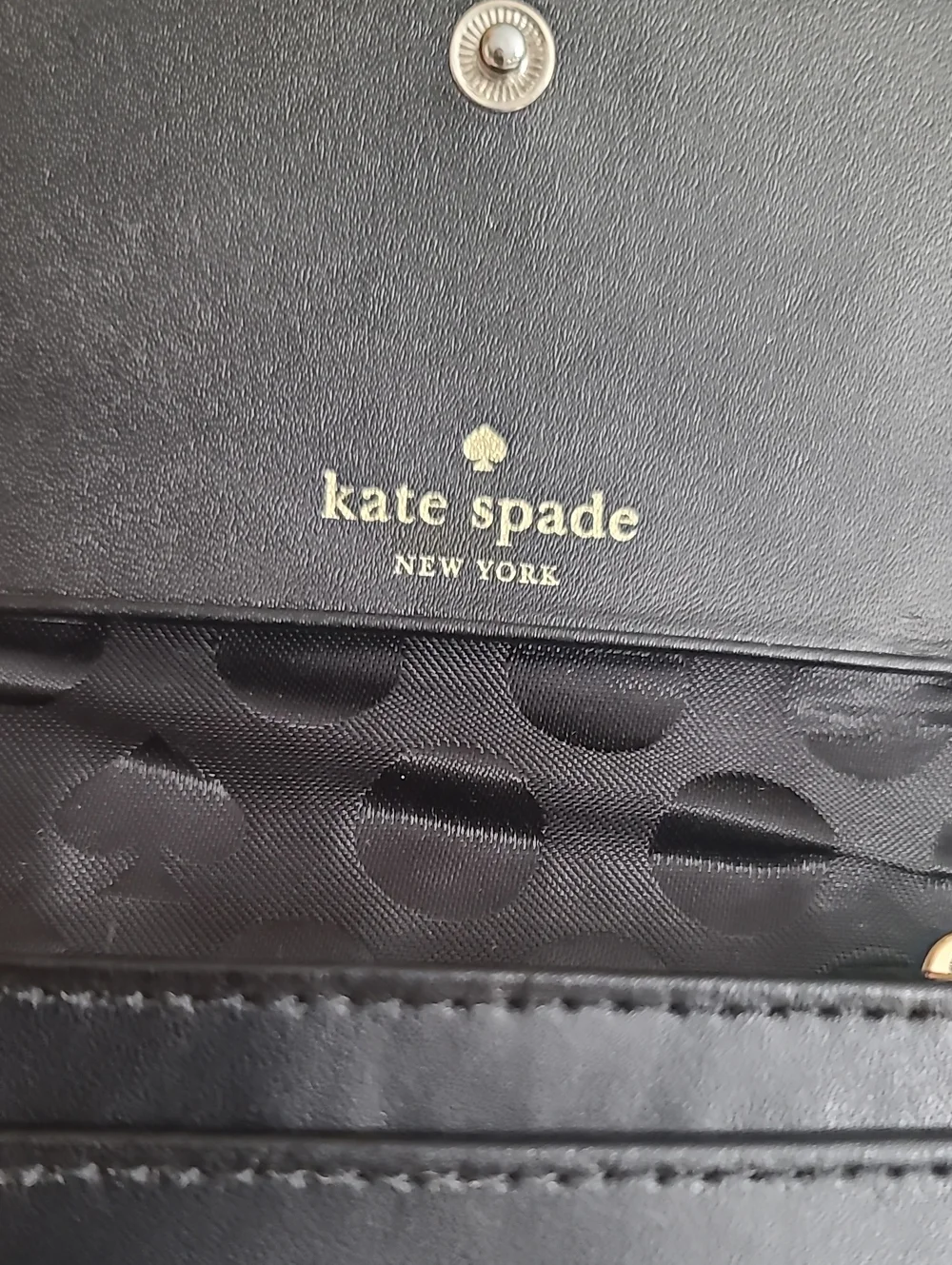 kate spade Black Leather Bow Accent Compact Wallet
